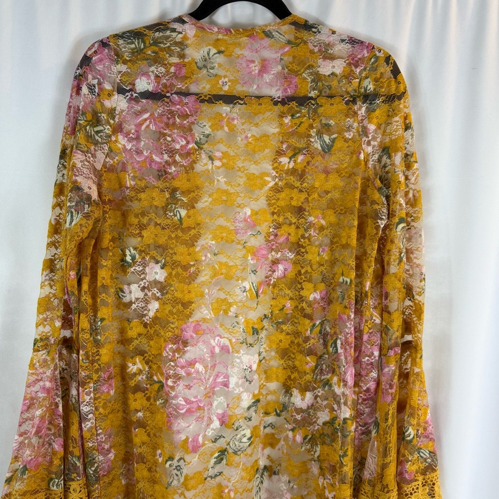 Jolie & Joy Women's Floral Lace Sz:M Sheer Bell Sleeve Duster Cardigan kimono - Picture 11 of 12